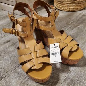 Express Strappy Cork Wedges - NWT - Size 8